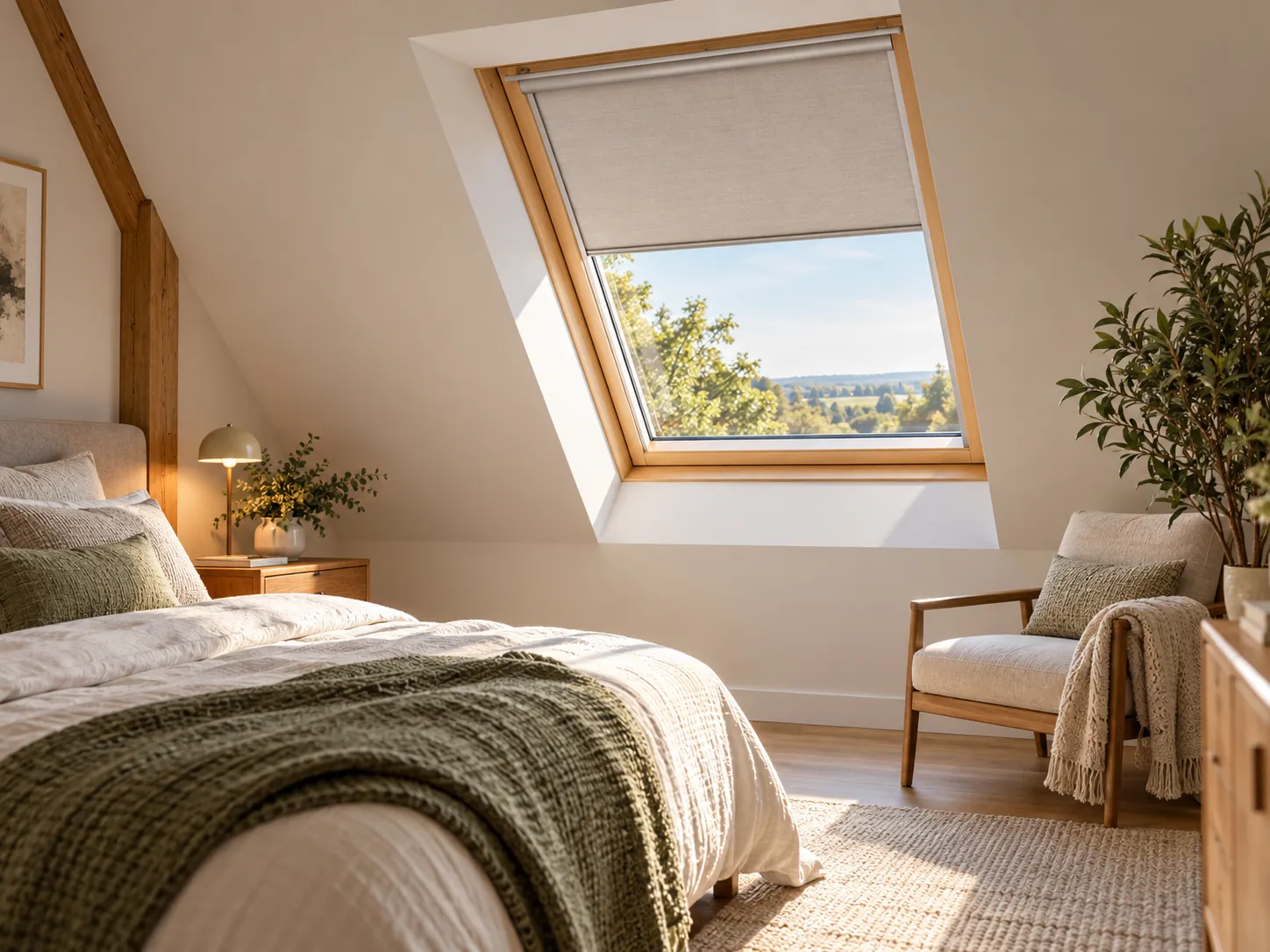 Store VELUX® installé sur une fenêtre de toit